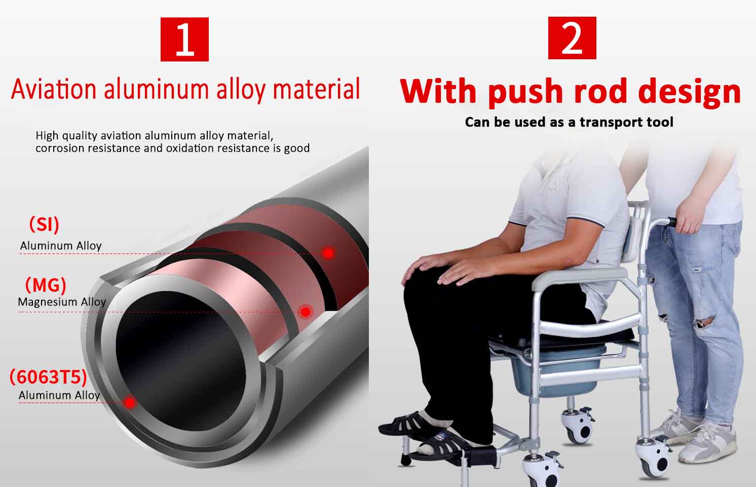 aluminium shower commode chair