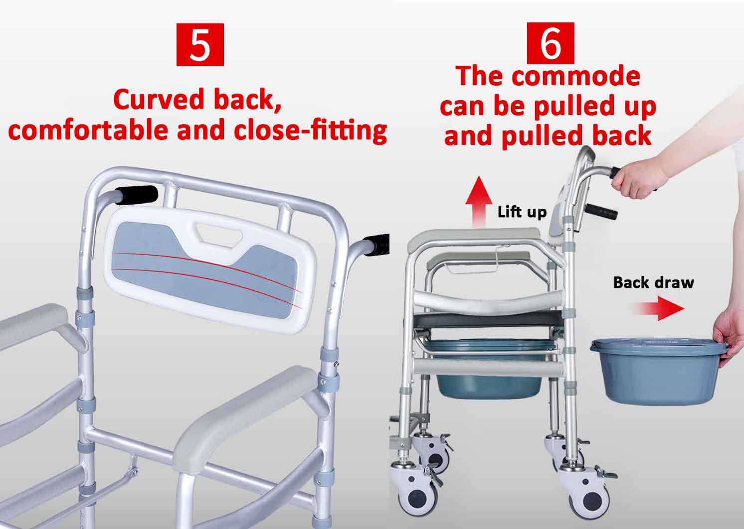 commode chair seat with wheels